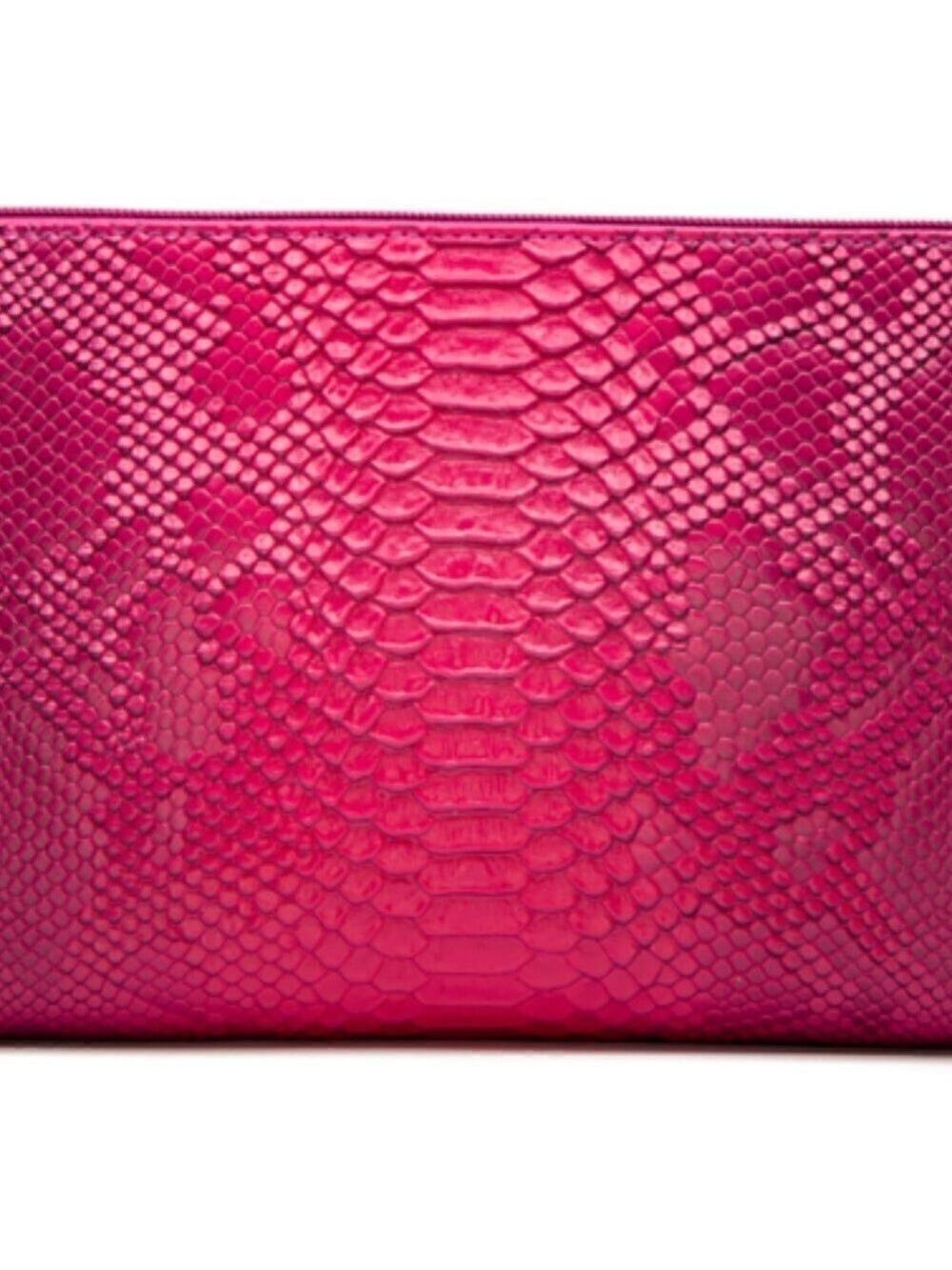Red Vegan Leather Snakeskin Textured Cosmetic bag